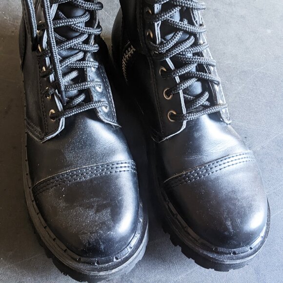Vintage Demonia Goth Punk Boots 20 Eyelet Buckles Zippers Straps Size 5 - Picture 8 of 9